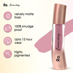 Ra Womanstory Comfy Silk Non Transfer 12H Liquid Nude Matte Lipstick - 19 Pout in Peach