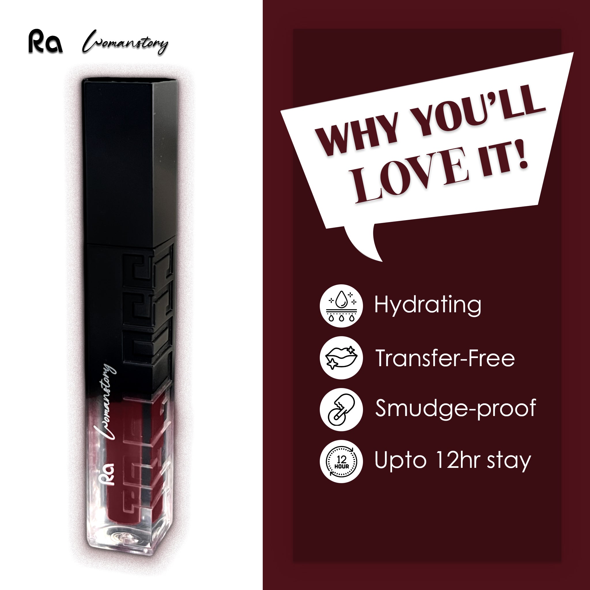 Ra Womanstory Comfy Silk Non Transfer 12H Liquid Matte Lipstick - 90 Cougar